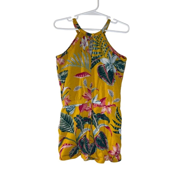 Old Navy Girls Romper Small 6-7 Tropical Colorful Halter Keyhole Floral Yellow - Picture 5 of 6